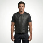 TXR Shooter Men’s Leather Motorcycle Vest – Classic Biker Edition