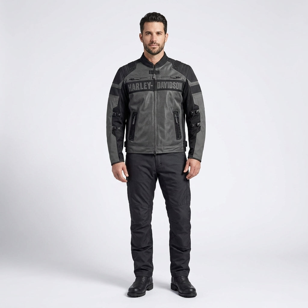 Men’s Codec Textile & Mesh Riding Jacket – Harley Style Ventilated Motorcycle Jacket