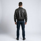Men’s Vintage A2 Flight Leather Jacket – 80s Military Aviator Bomber Coat