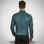 Men’s Distressed Cafe Racer Leather Jacket – Vintage Biker Motorcycle Jacket