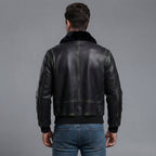 Men's Black Leather Military Jacket - Leather Outlet