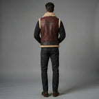 Men's Brown Shearling Leather Vest - Leather Outlet