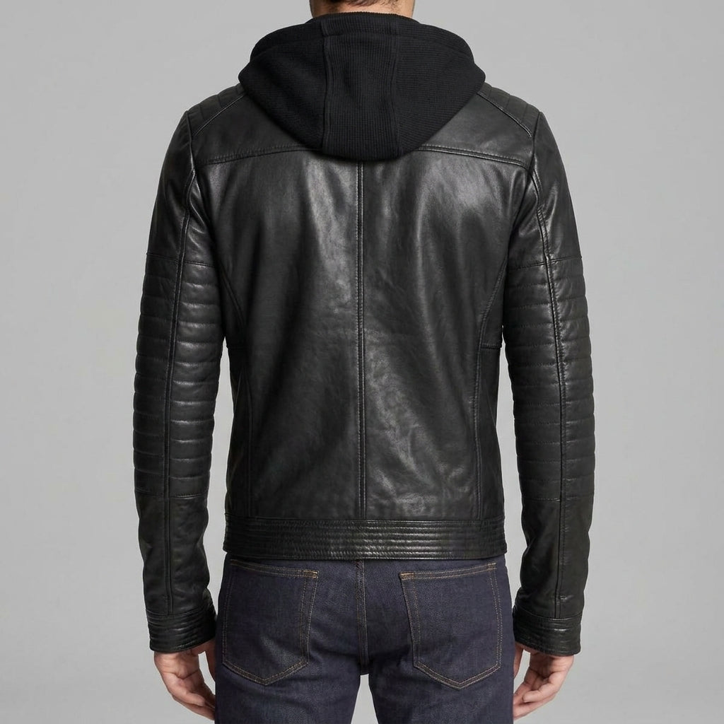 Men's Slim Fit Black Leather Jacket - Leather Outlet