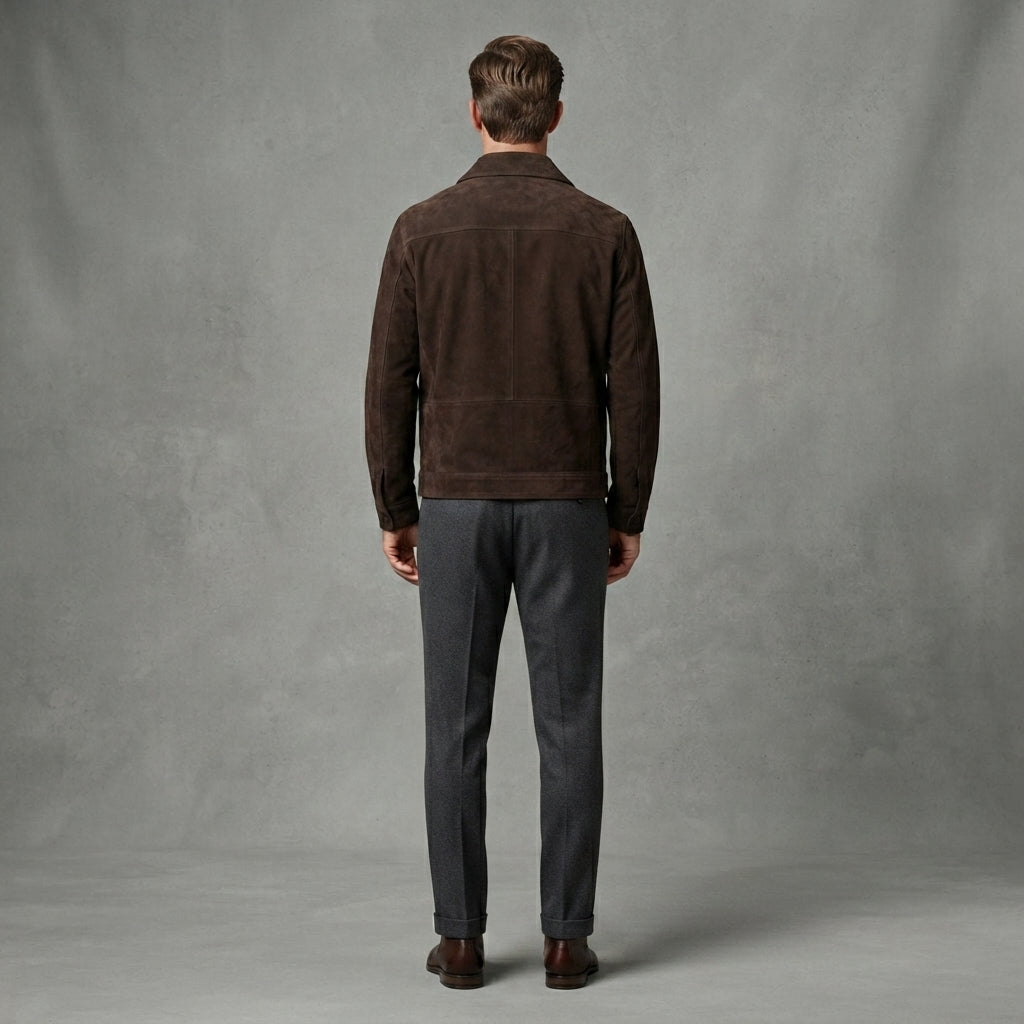 Men's Brown Suede Jacket - Leather Outlet