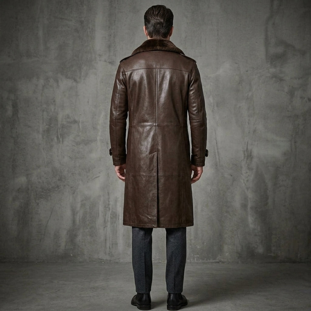 Men's Tan Brown Leather Trench Coat - Leather Outlet