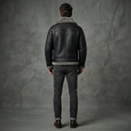 Men's Black Shearling Leather Jacket - Leather Outlet