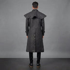 Men's Black Long Leather Duster Coat - Leather Outlet