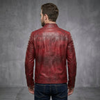 Men's Dark Red Leather Jacket - Leather Outlet
