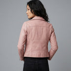 Buy Women's Pink Leather Motorcycle Jacket