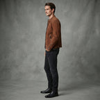 Men's Brown Suede Cafe Racer Jacket - Leather Outlet