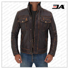 Moffit Dark Brown Genuine Leather Motorcycle Style Jacket