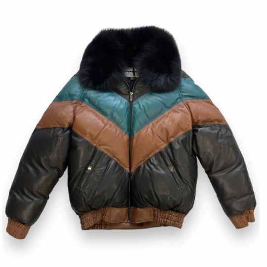 Multicolor New V Bomber Jacket with Fox Collar