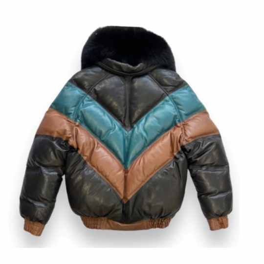 Multicolor New V Bomber Jacket with Fox Collar