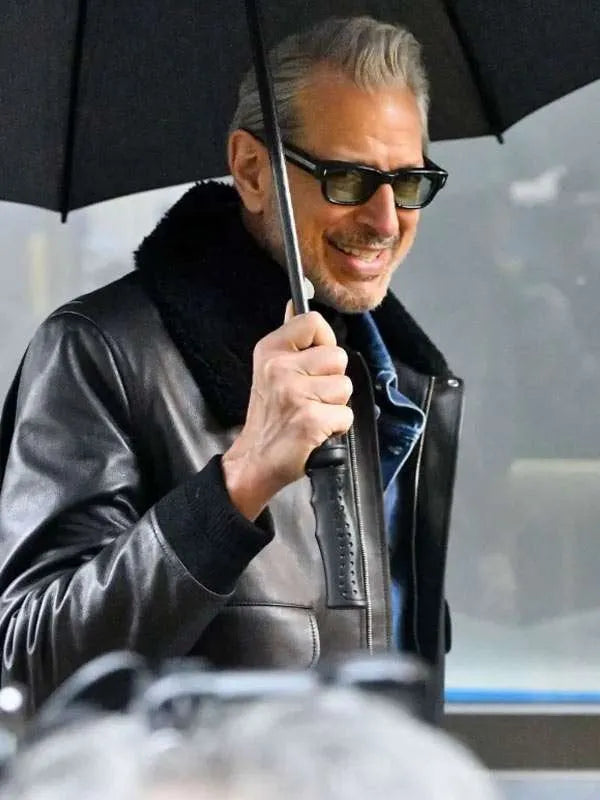NYC 2025 Jeff Goldblum Shearling Leather Jacket