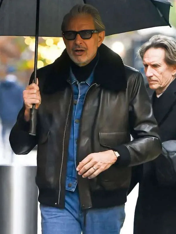 NYC 2025 Jeff Goldblum Shearling Leather Jacket