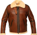 New Men’s Distressed Flight Leather Jacket with Fur
