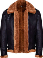 New Mens Aviator Bomber Leather Jacket With Fur