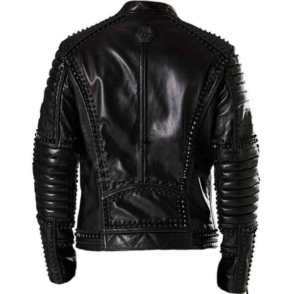 Men's Black Spiked Studded Leather Jacket