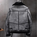 New Men's Gray B3 Shearling Sheepskin Coat Airforce Flight Jacket