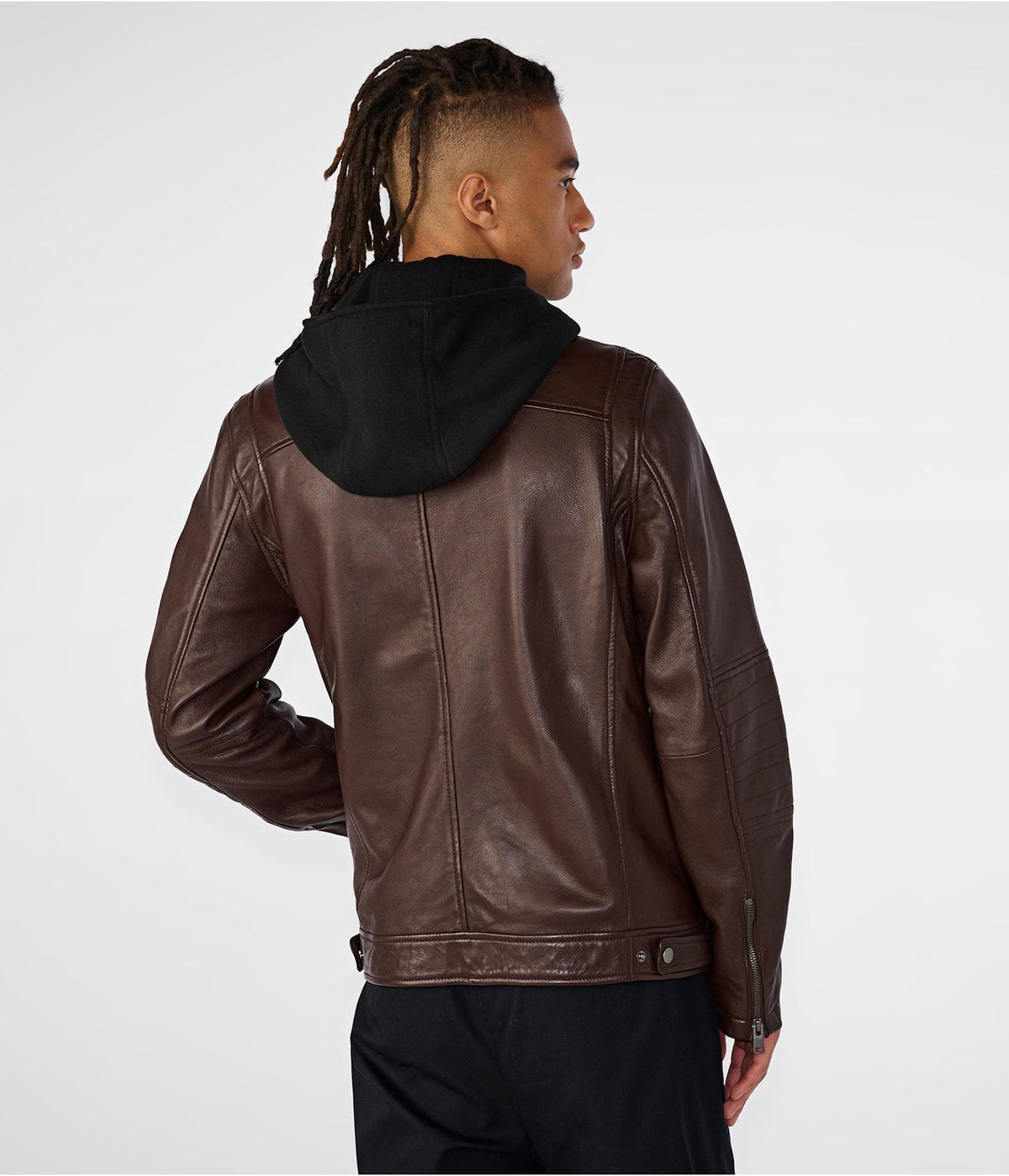 Men's Dark Brown Leather Cafe Racer Moto Jacket by Avanzar
