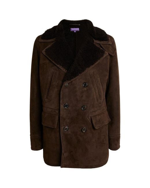 Men's Suede Leather Sheepskin Blazer in Brown