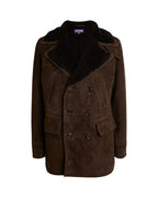 Men's Suede Leather Sheepskin Blazer in Brown