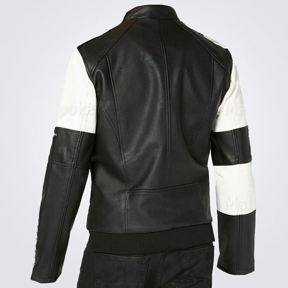 biker jacket, black jacket, black white jacket, silver studded jacket, studded jacket