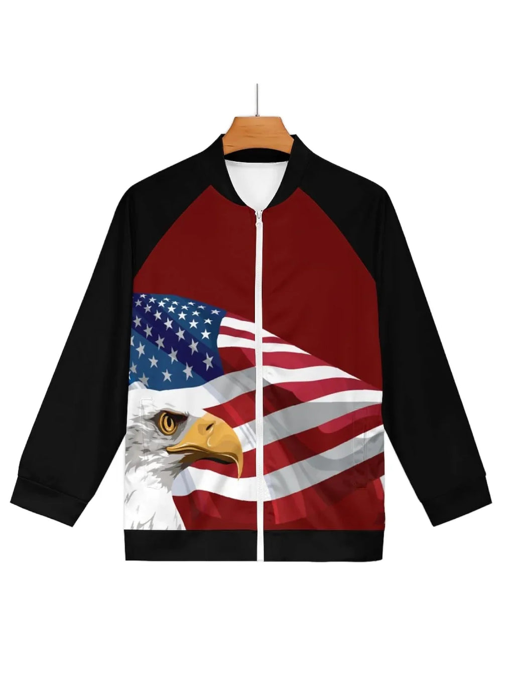 American Flag Eagle Printed Fleece Jacket