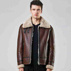 New Mens Shearling Sheepskin B3 Bomber Aviator Motorcycle Jacket