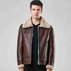 New Mens Shearling Sheepskin B3 Bomber Aviator Motorcycle Jacket