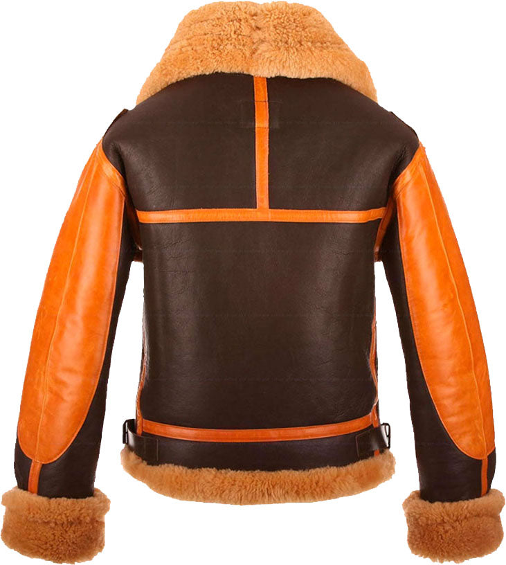 New Style Two-Tone Men’s Bomber Leather Jacket with Fur