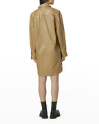 Women's Tortilla Brown Full Sleeve Leather Shirt with Tailored Fit