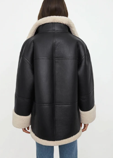 Women's Black Sheepskin Bomber Leather Jacket