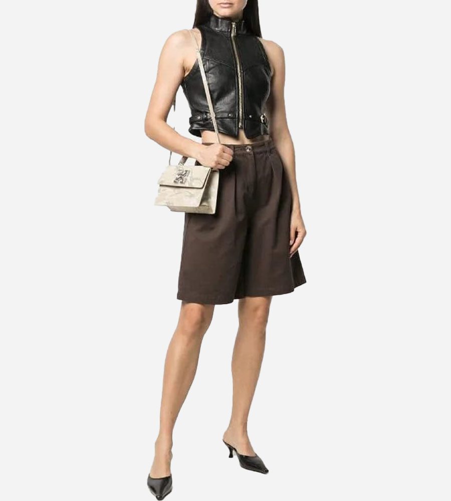 Women's Black Trendy Leather Vest