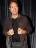 Chris Pratt New York Comic Con 2025 Suede Bomber Jacket