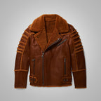 New B3 RAF Flying Sheepskin Shearling Moto Leather Jacket