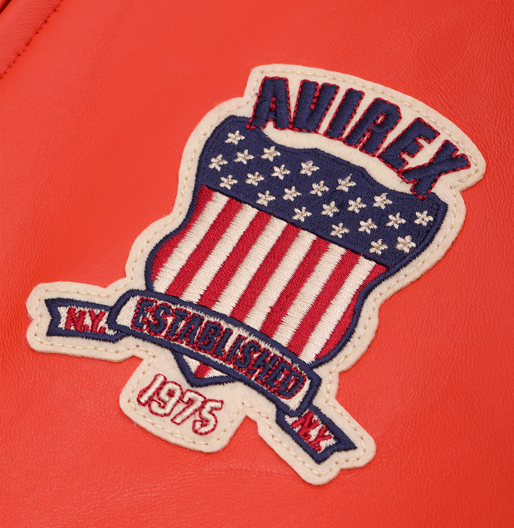 Avirex Icon Orange Leather Bomber Jacket