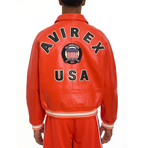 Avirex Icon Orange Leather Bomber Jacket