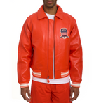 Avirex Icon Orange Leather Bomber Jacket