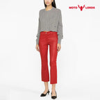 Plus Size High Rise Leather Pants in Red for Women