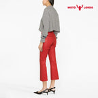 Plus Size High Rise Leather Pants in Red for Women