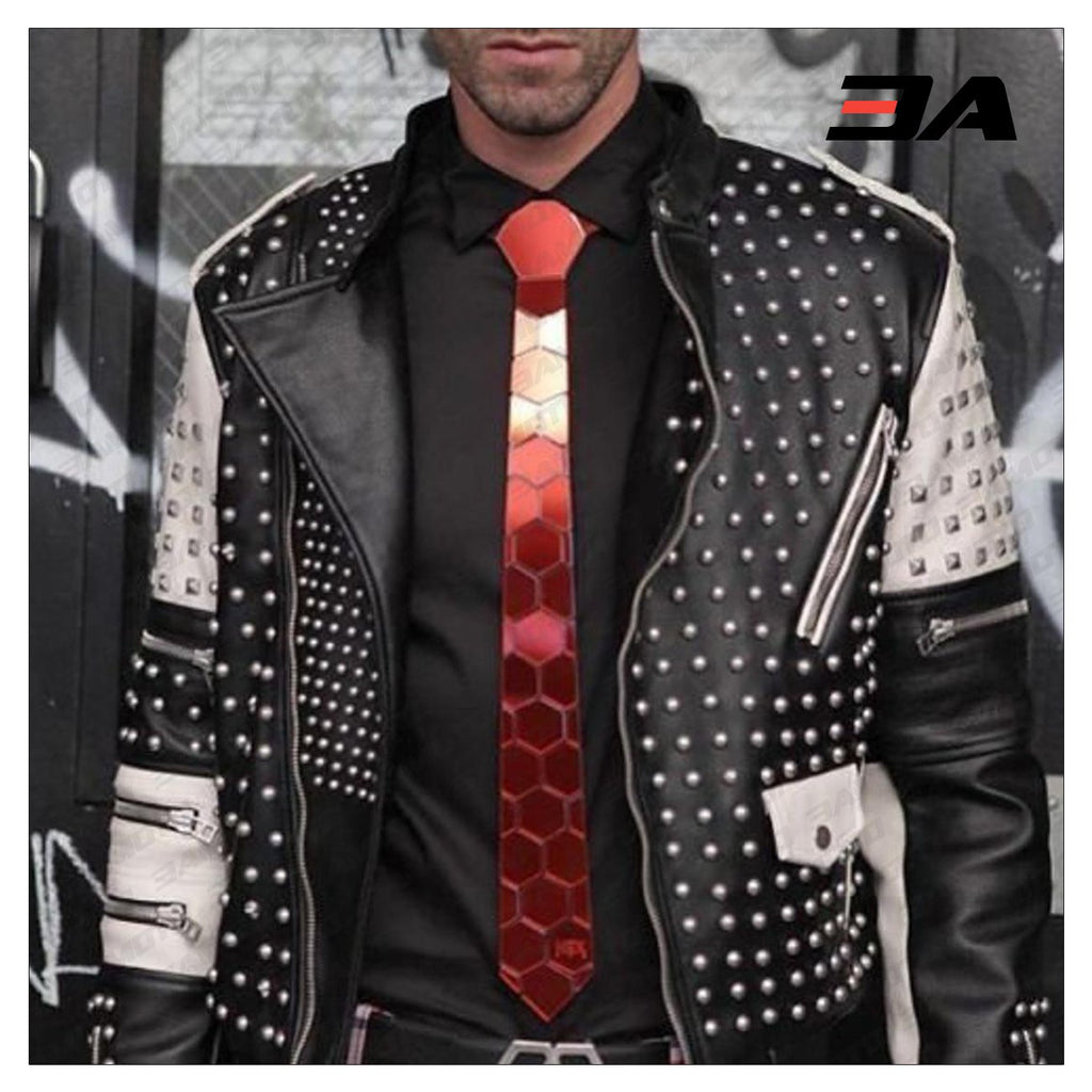 New Handmade Men's Black and white Fashion Studded Punk Style Stylish Jacket