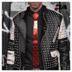 New Handmade Men's Black and white Fashion Studded Punk Style Stylish Jacket