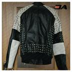 New Handmade Men's Black and white Fashion Studded Punk Style Stylish Jacket