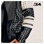 New Handmade Men's Black and white Fashion Studded Punk Style Stylish Jacket