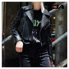 New Handmade Women's Black Fashion Studded Punk Style Leather Jacket