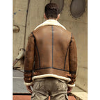 New Men's Flight Style Shearling Jacket Fur Coat