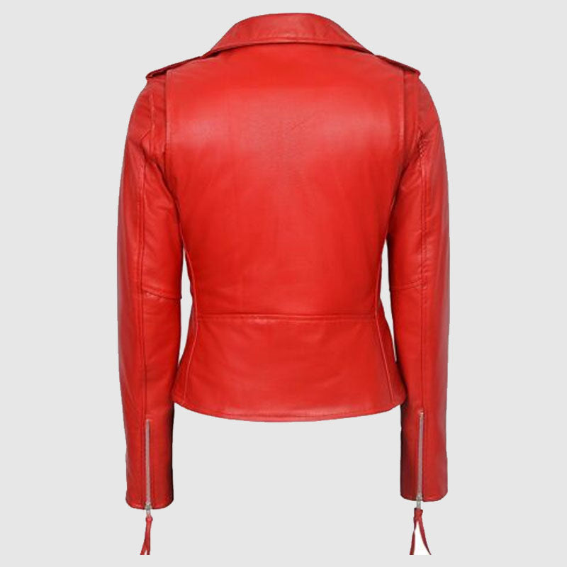 Brando Red Cowhide Leather Biker Jacket