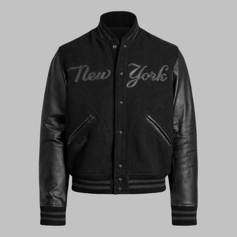 New York Black Wool Varsity Jacket