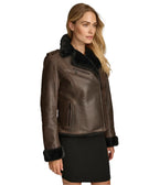 Womens Oaklynn Brown Leather Jacket